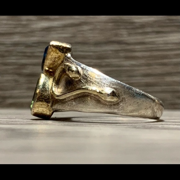 Vintage Designer Sterling Silver & Gold Amethyst, Peridot, And Topaz Ring - Picture 2 of 7